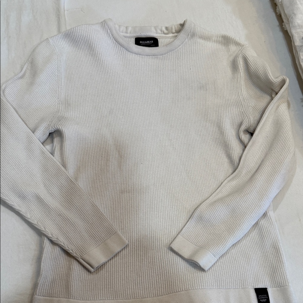 Pull&Bear Off-White Ribbed Knit Sweater - Picture 4 of 6